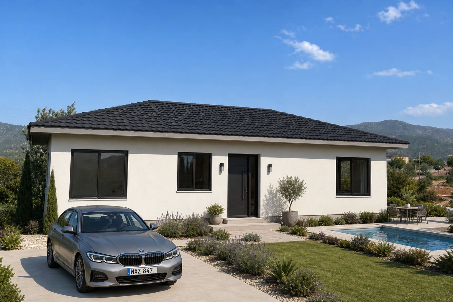 Stage 3 — turnkey handover: finished home with outdoor living in Cyprus