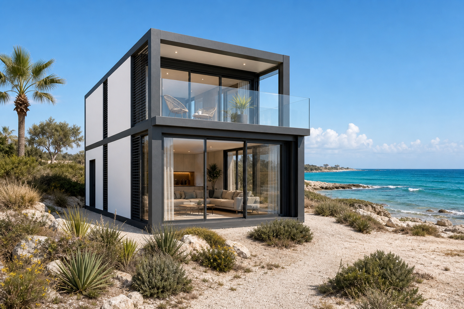 Protaras Duplex — προκατασκευασμένο σπίτι με μεταλλικό σκελετό, Πρωταράς, Λάρνακα